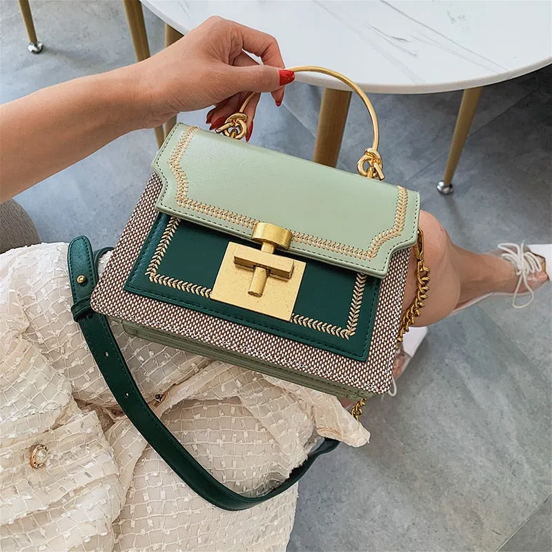 2020 Nouvelle Mode Patchwork Sacs à Main Femme en Simili Cuir Sac Bandoulière Vintage Sac Messager Porté Épaule Pochette Femme Sacs Décontractés Sac à Main Femme Fashion Nova