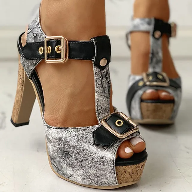 Escarpins Plateforme Femme 2020 Chaussures de Printemps pour Bureau à Fleurs Talon Carré Évidé Bottes Plateforme Femme Escarpins pour Fête Mariage Chaussures Fashion Nova