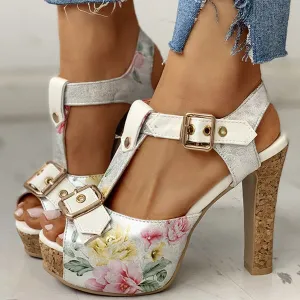 2020 Women Platform Pumps Spring Office Shoes flower Hollow Out Square Heel Boots Woman Platform Heels Party Wedding Shoes Fashion Nova Shoes