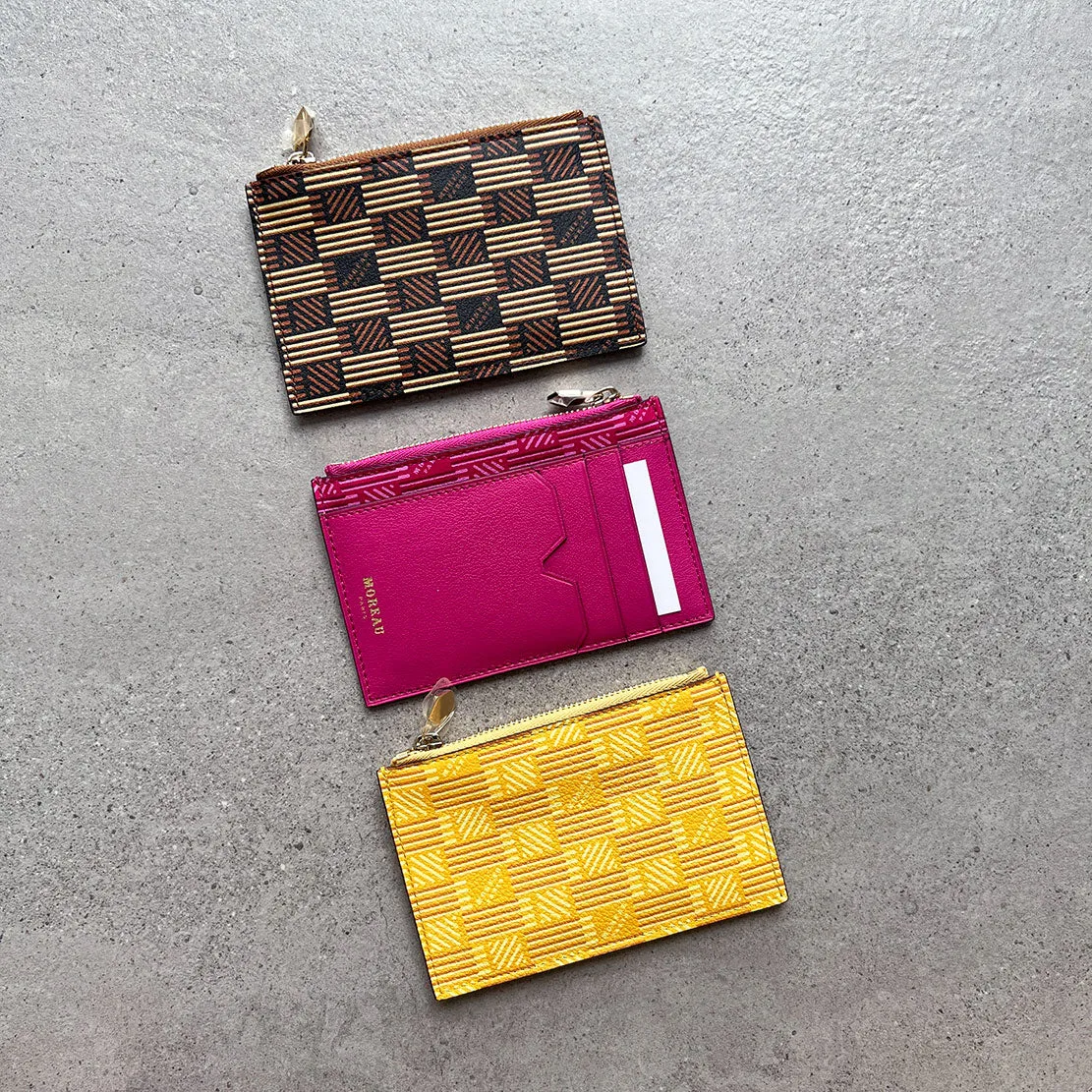 3 Porte-cartes à zip en veau, Sacs Classique Moreau