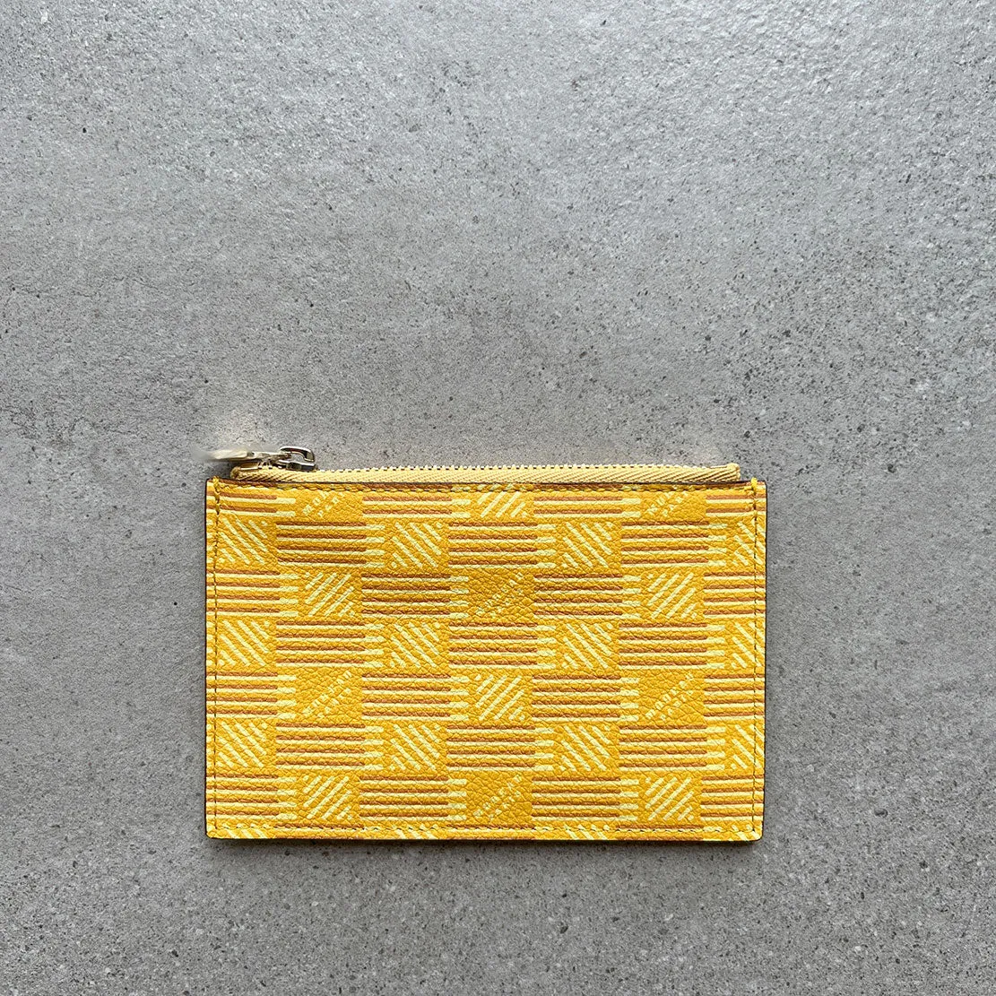 3 Porte-cartes à zip en veau, Sacs Moreau Jaune