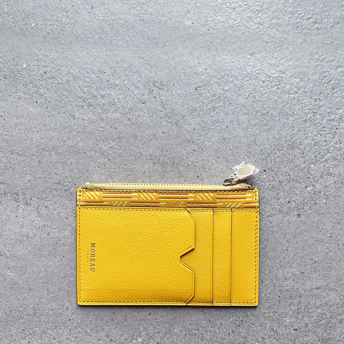 3 Porte-cartes à zip en veau, Sacs Moreau Jaune