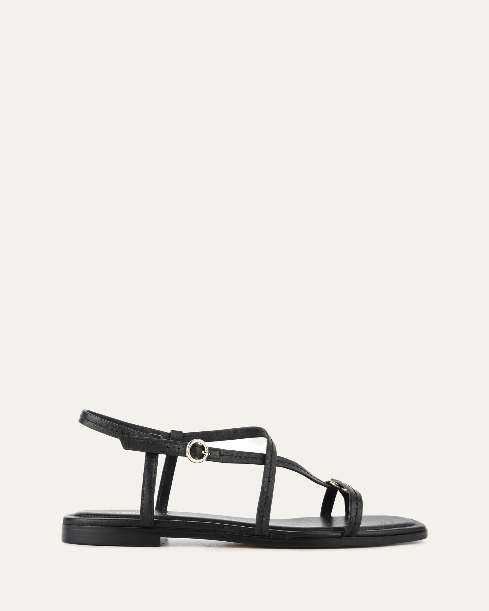 ADDI SANDALES PLATES EN CUIR NOIR