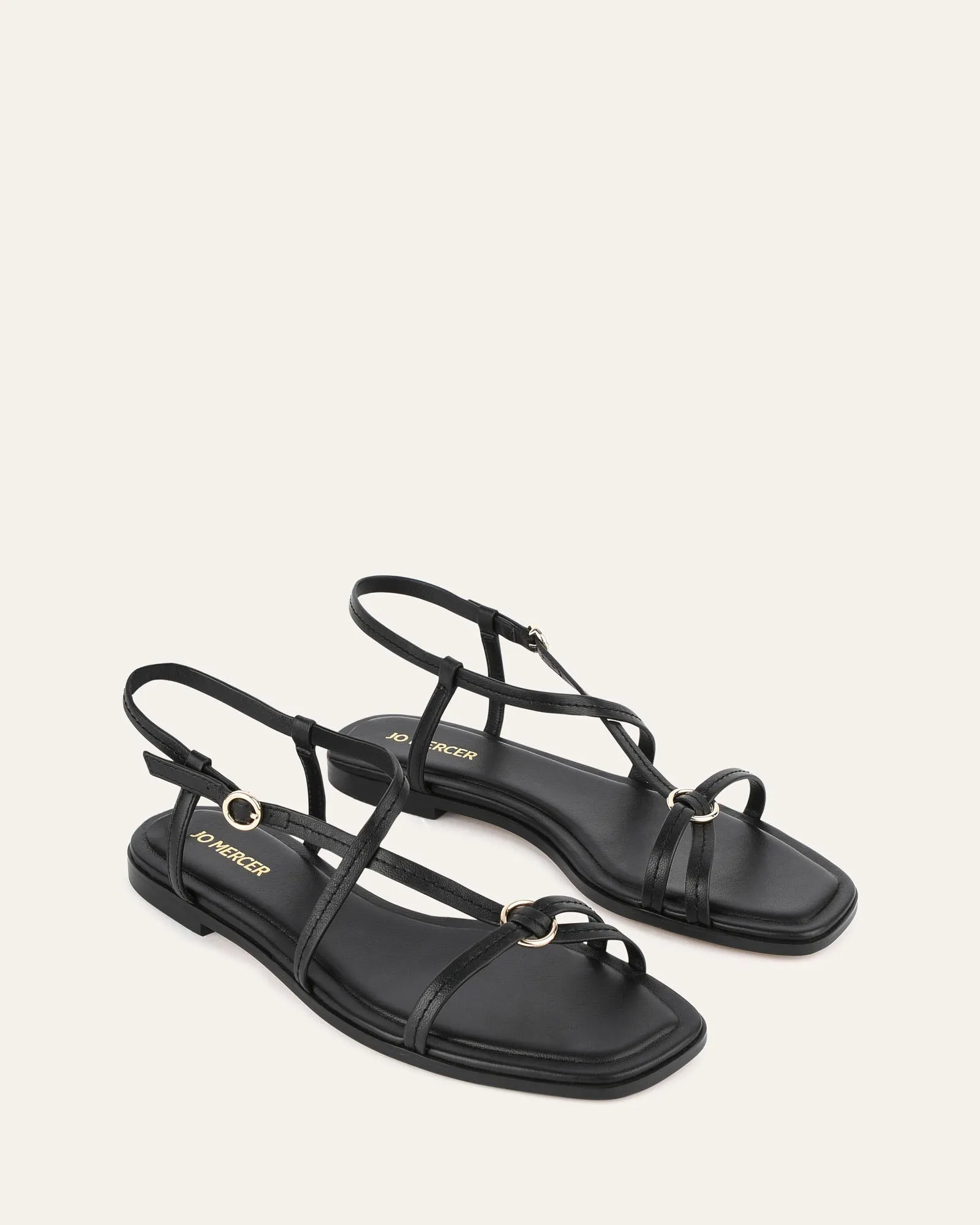 ADDI SANDALES PLATES EN CUIR NOIR