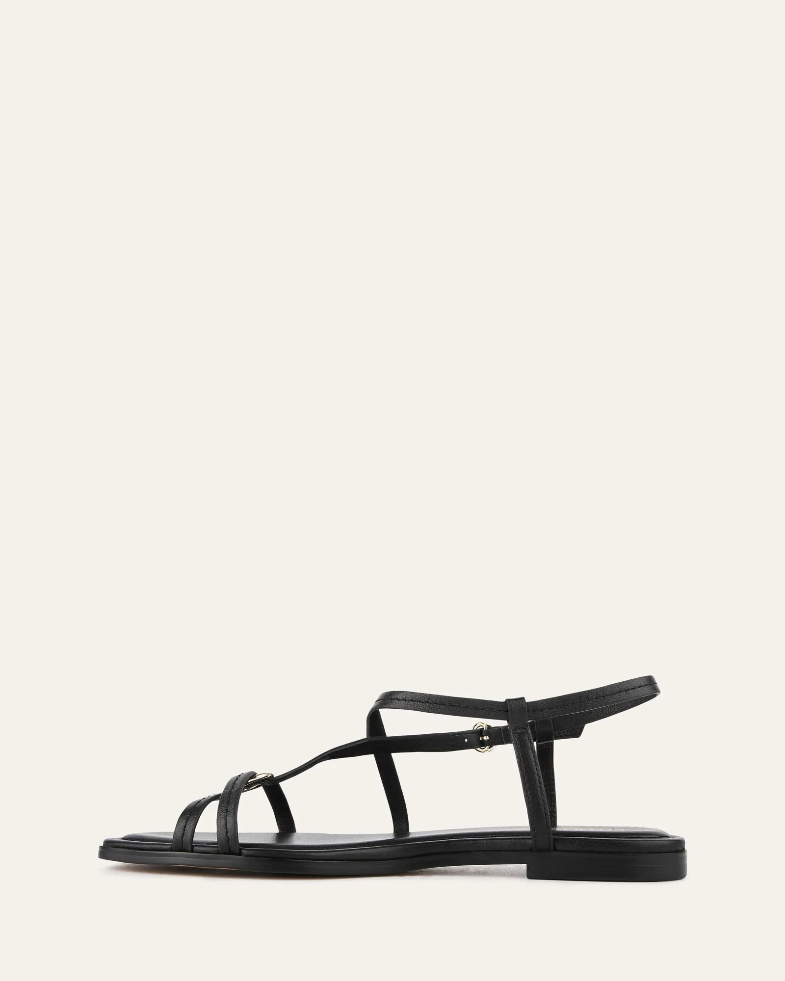 ADDI SANDALES PLATES EN CUIR NOIR