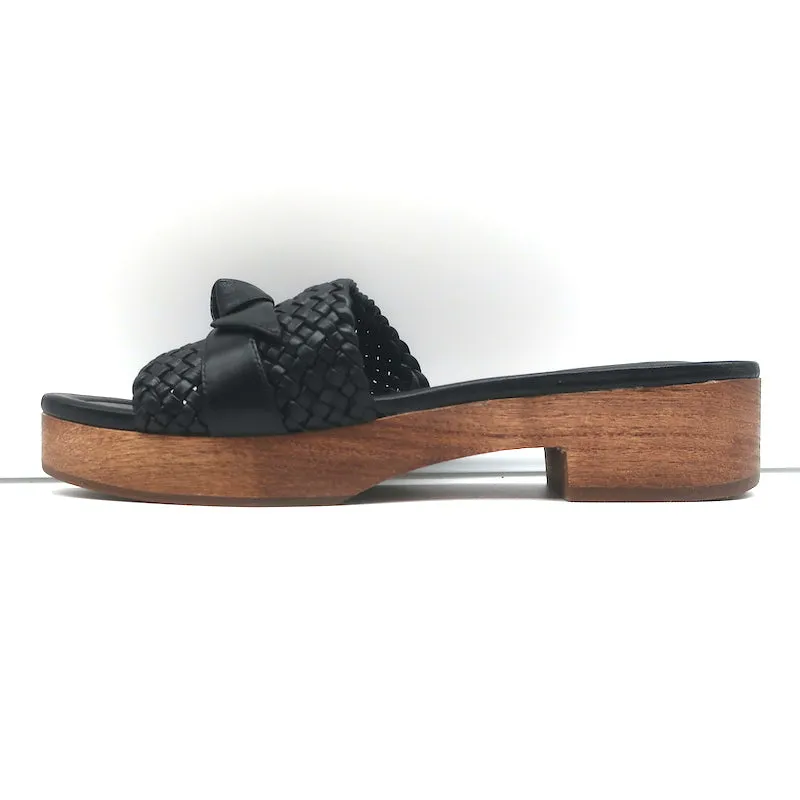 Sandales Clog en bois Alexandre Birman Clarita Noir Tressé en cuir Taille 37.5