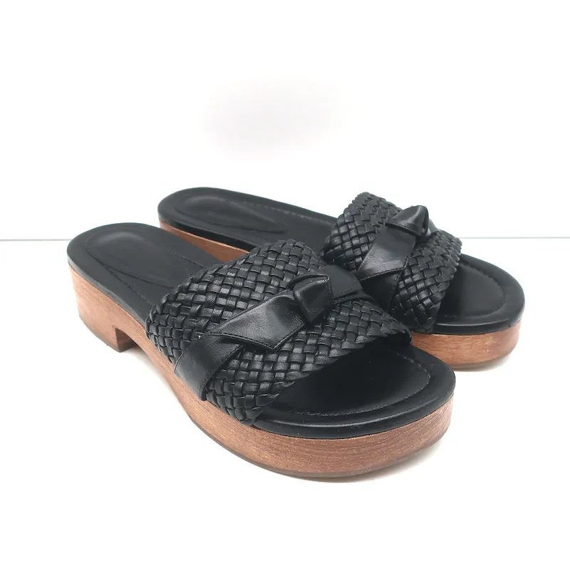 Sandales Clog en bois Alexandre Birman Clarita Noir Tressé en cuir Taille 37.5
