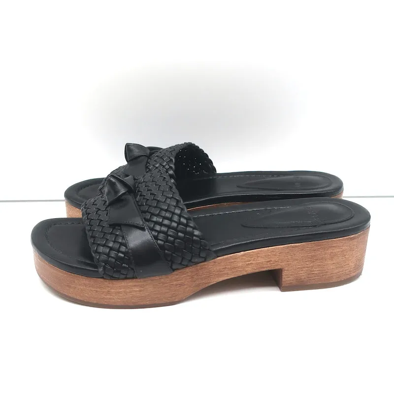 Sandales Clog en bois Alexandre Birman Clarita Noir Tressé en cuir Taille 37.5