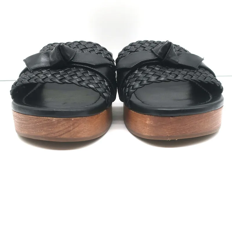 Sandales Clog en bois Alexandre Birman Clarita Noir Tressé en cuir Taille 37.5