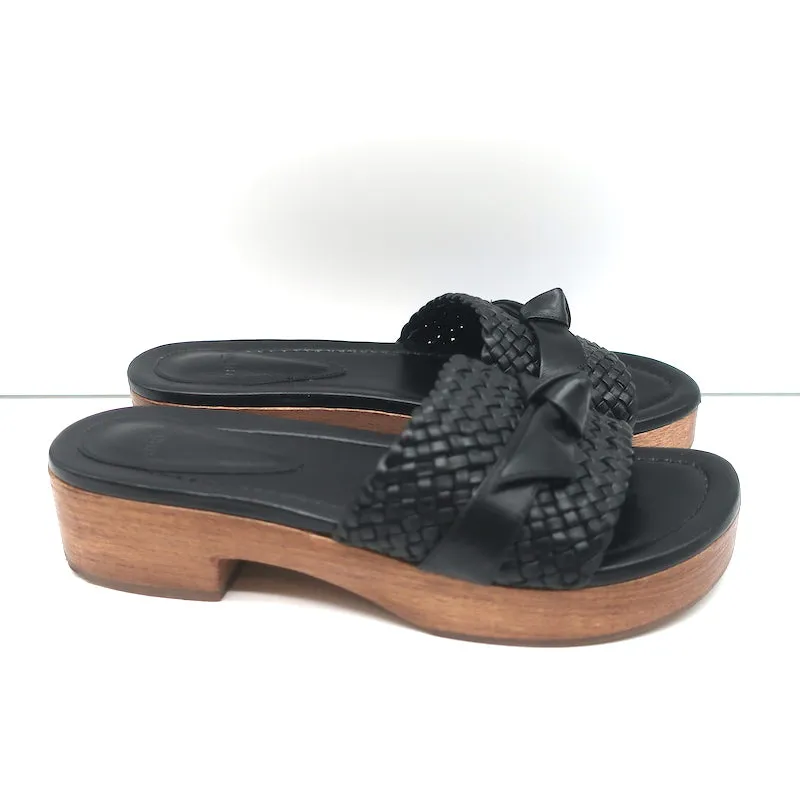 Sandales Clog en bois Alexandre Birman Clarita Noir Tressé en cuir Taille 37.5