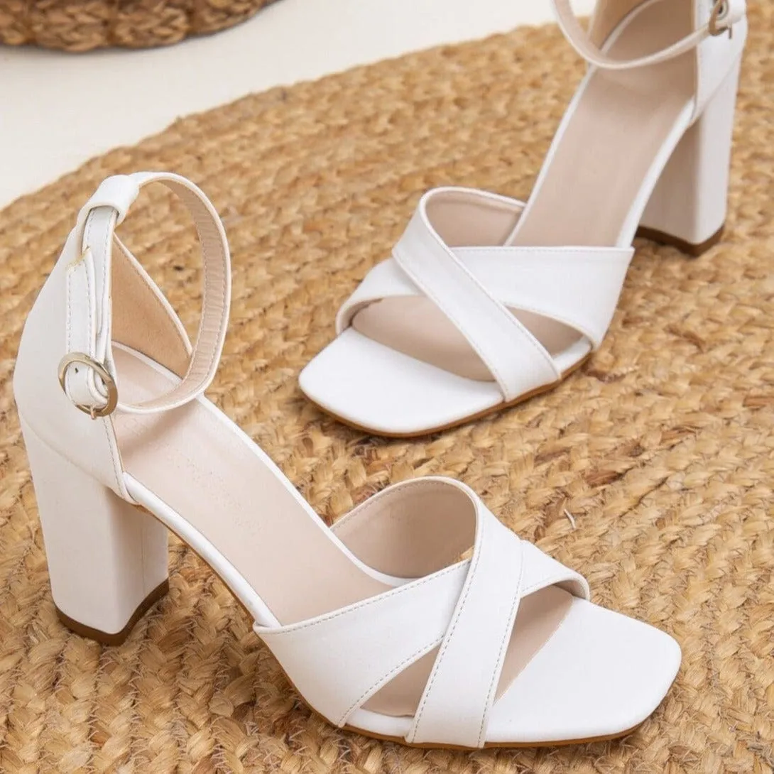 Sandales à talons en simili-cuir Amelia | Blanc