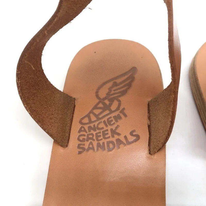 Sandales grecques anciennes Agni à bride cheville en cuir tressé marron taille 38
