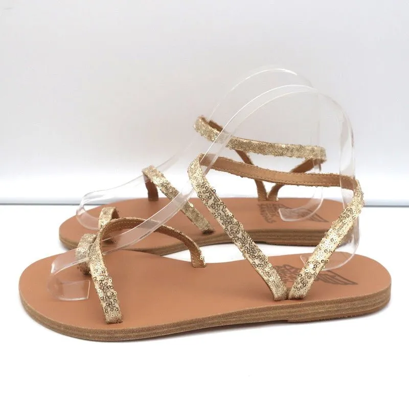 Sandales Ancient Greek Sandals Eleftheria à bride cheville pailletées or taille 38 NEUVE