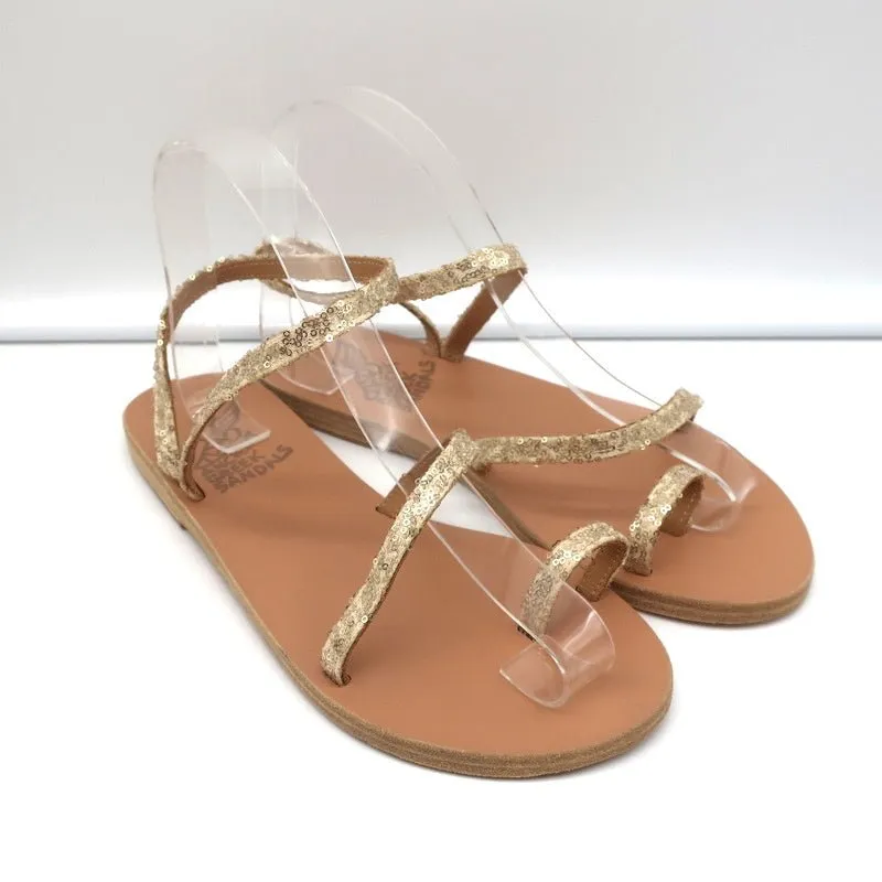 Sandales Ancient Greek Sandals Eleftheria à bride cheville pailletées or taille 38 NEUVE