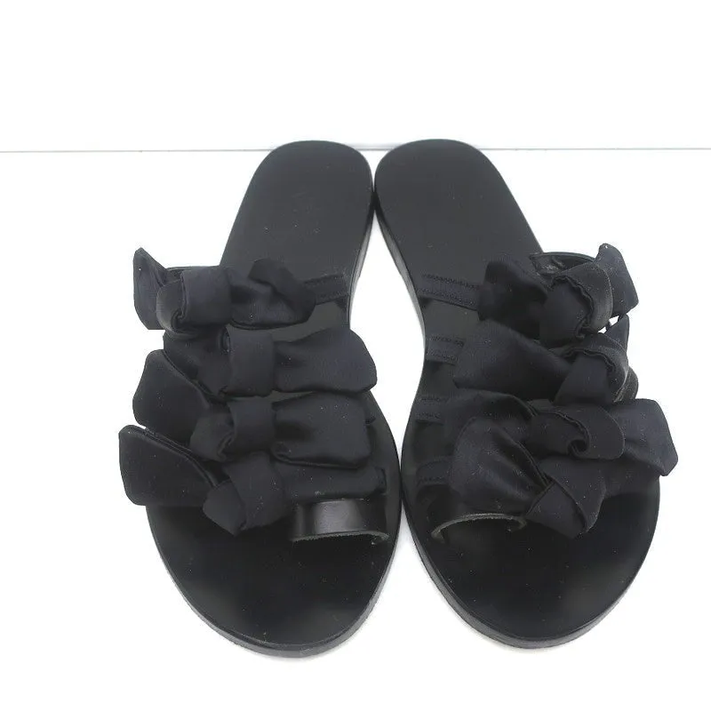 Sandales Ancient Greek Sandals Hara à nœud en satin noir taille 38