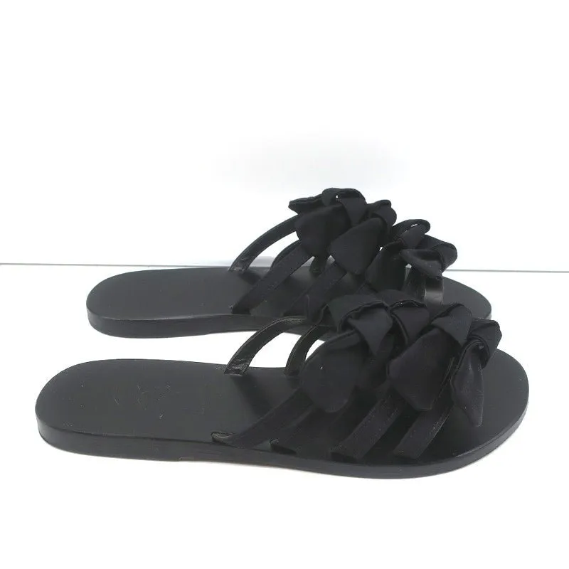 Sandales Ancient Greek Sandals Hara à nœud en satin noir taille 38