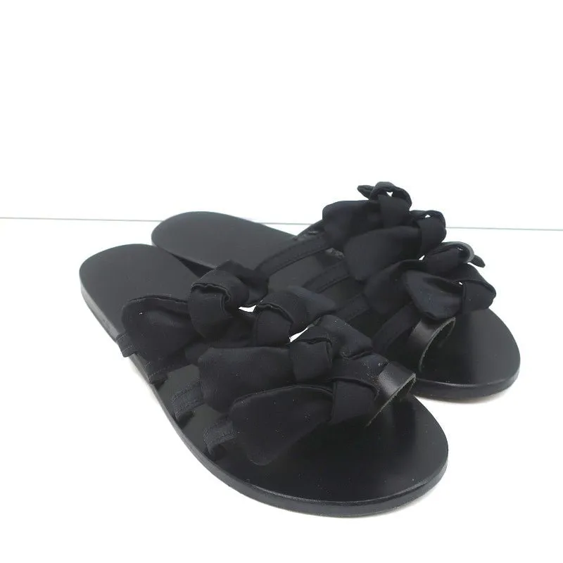 Sandales Ancient Greek Sandals Hara à nœud en satin noir taille 38