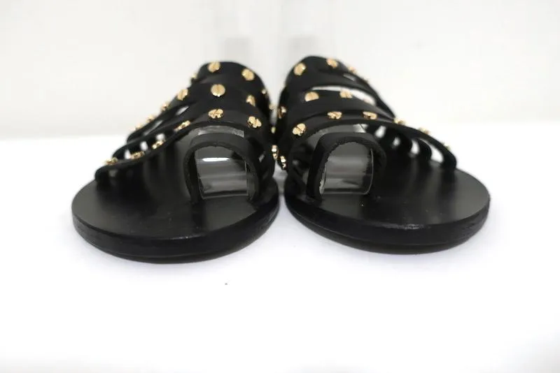 Sandales Ancient Greek Sandals Niki Nails en cuir noir taille 36 nu-pieds plates NEUVE