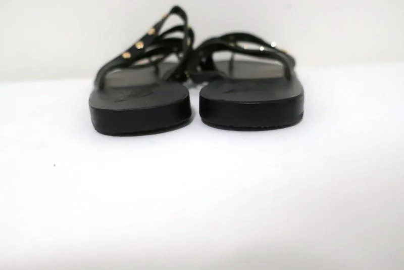 Sandales Ancient Greek Sandals Niki Nails en cuir noir taille 36 nu-pieds plates NEUVE