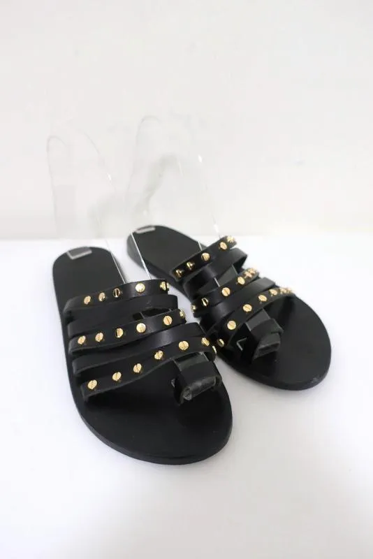 Sandales Ancient Greek Sandals Niki Nails en cuir noir taille 36 nu-pieds plates NEUVE