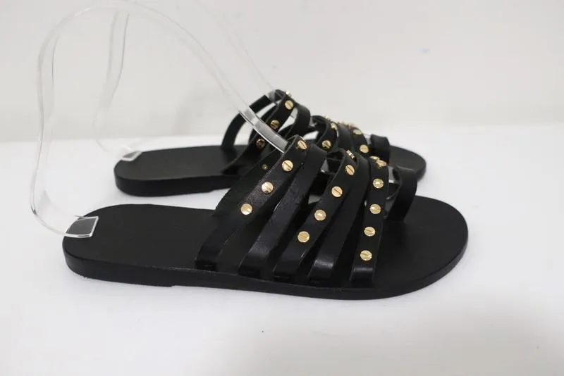 Sandales Ancient Greek Sandals Niki Nails en cuir noir taille 36 nu-pieds plates NEUVE