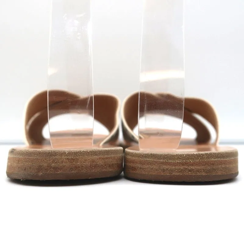 Sandales Grecques Antiques Thais à Lanières Croisées Crème en Satin à Pois Taille 38