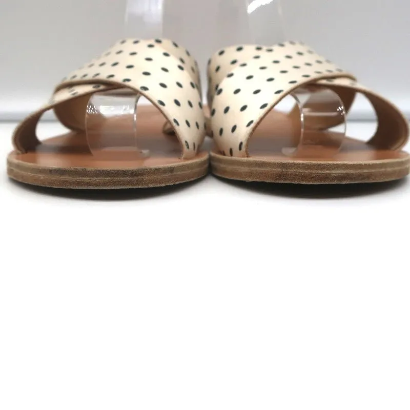 Sandales Grecques Antiques Thais à Lanières Croisées Crème en Satin à Pois Taille 38