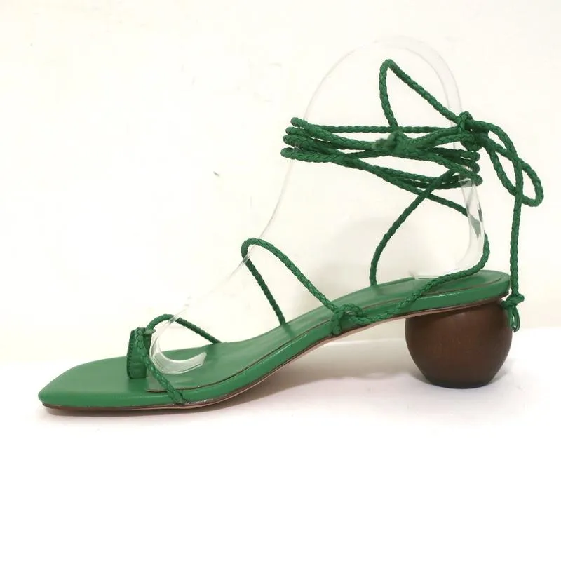 Sandales Ann Taylor à talon compensé enveloppant Samantha Green en cuir tressé Taille 6.5 NEUVE