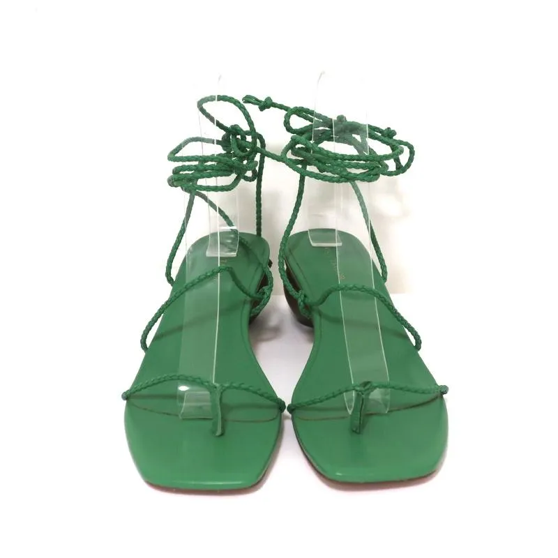 Sandales Ann Taylor à talon compensé enveloppant Samantha Green en cuir tressé Taille 6.5 NEUVE