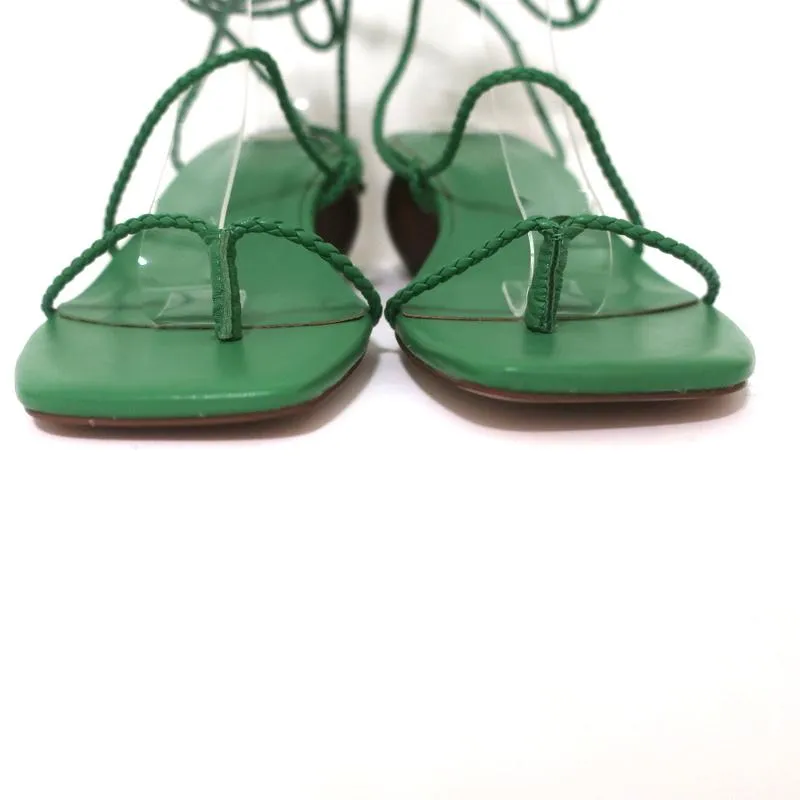 Sandales Ann Taylor à talon compensé enveloppant Samantha Green en cuir tressé Taille 6.5 NEUVE