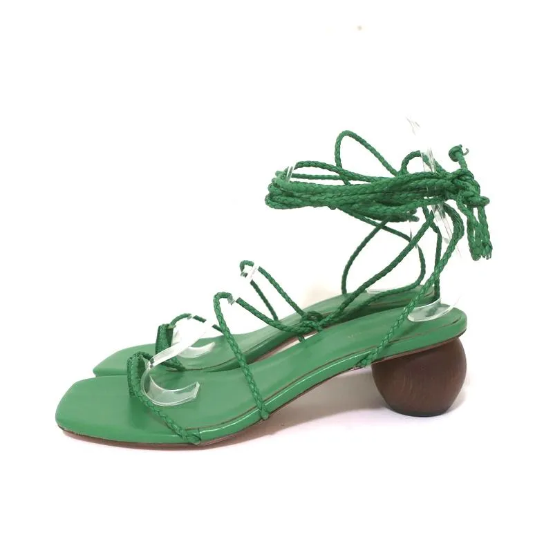 Sandales Ann Taylor à talon compensé enveloppant Samantha Green en cuir tressé Taille 6.5 NEUVE