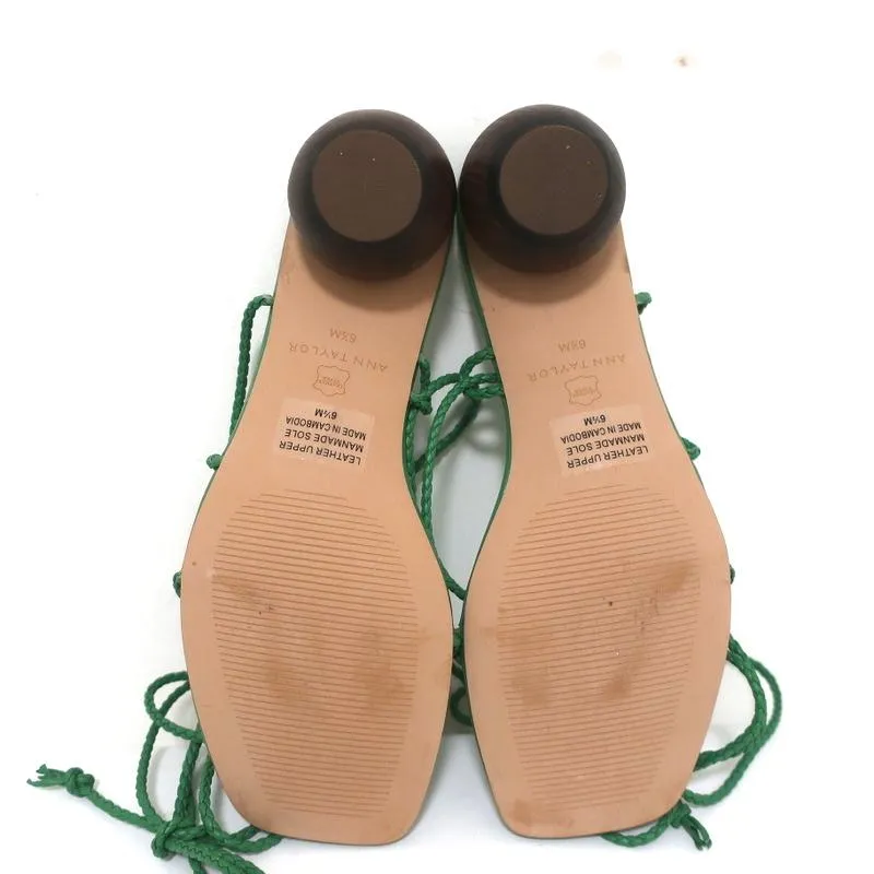 Sandales Ann Taylor à talon compensé enveloppant Samantha Green en cuir tressé Taille 6.5 NEUVE