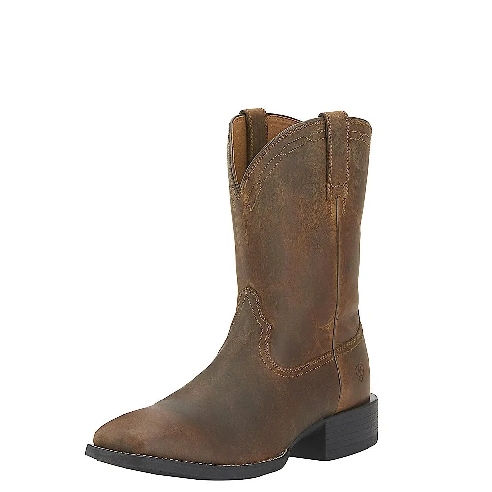 Ariat Chaussures Heritage Roper à Bout Carré Large pour Homme - Poudre Marron