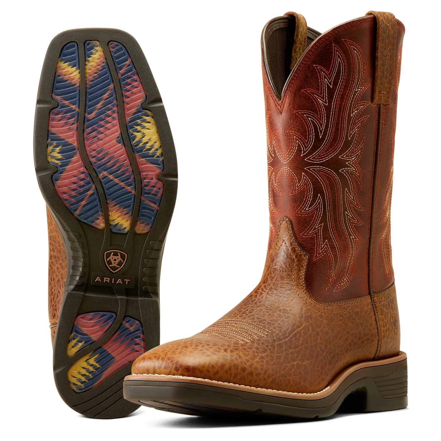 Bottes Ariat pour Homme Ridgeback Marron Taureau Gaufré/Rouille Orange Chaussures Ariat