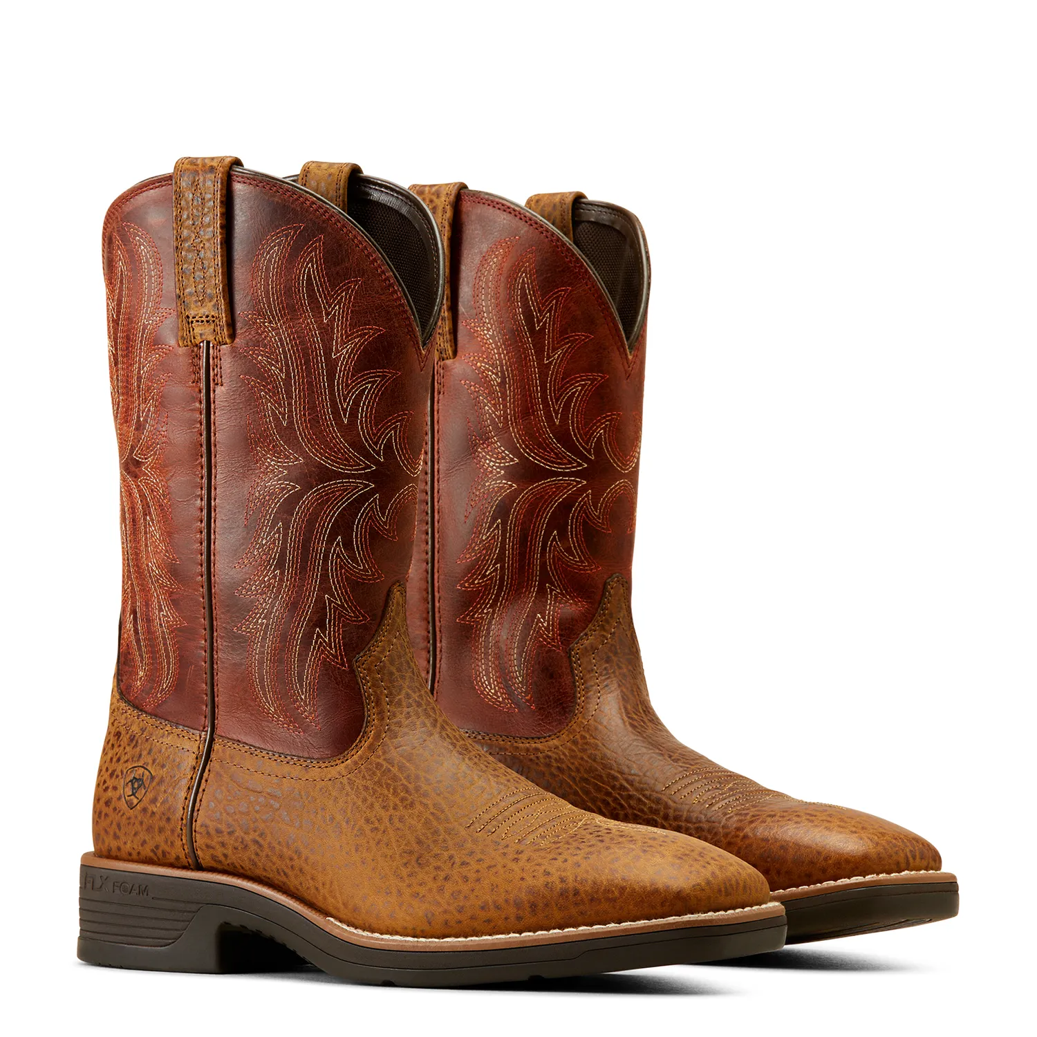 Bottes Ariat pour Homme Ridgeback Marron Taureau Gaufré/Rouille Orange Chaussures Ariat