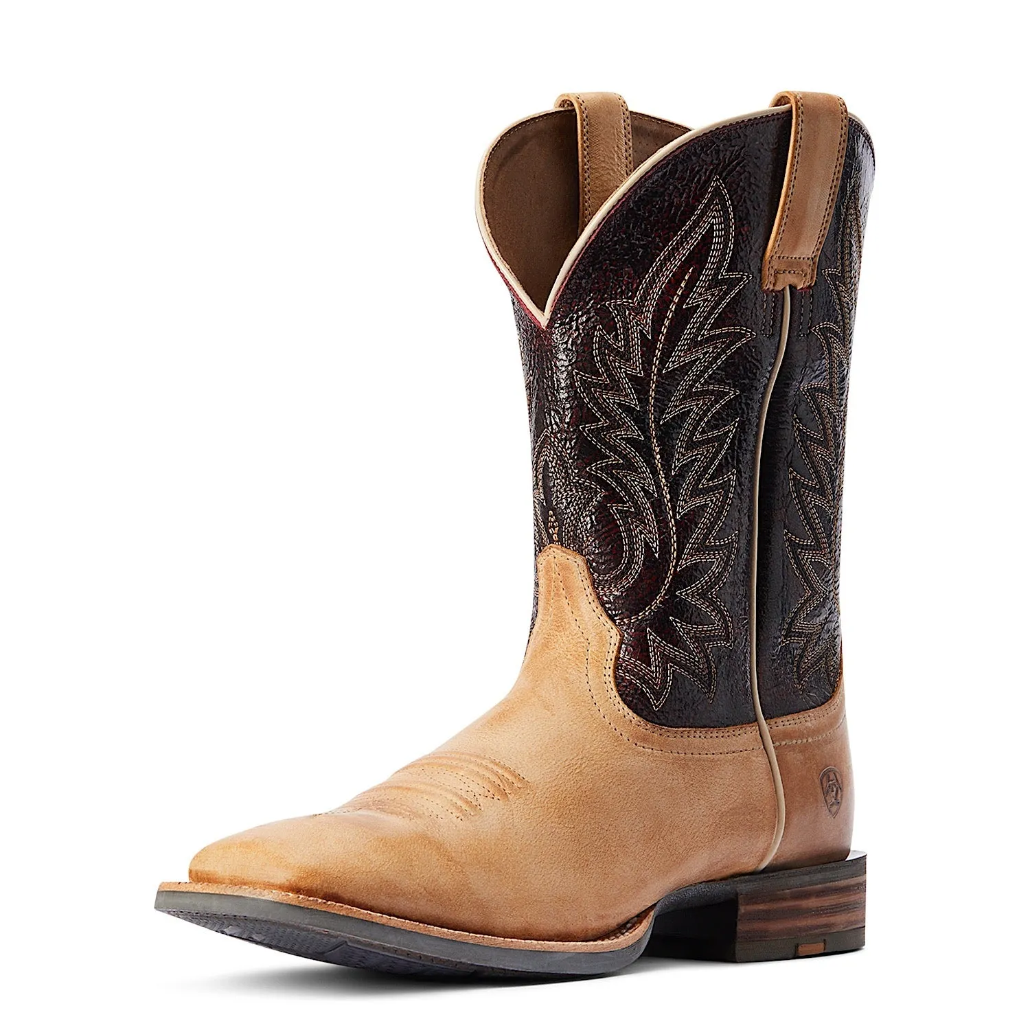 Bottes western Ariat pour hommes Ridin High - Désert Tan/Brique foncée