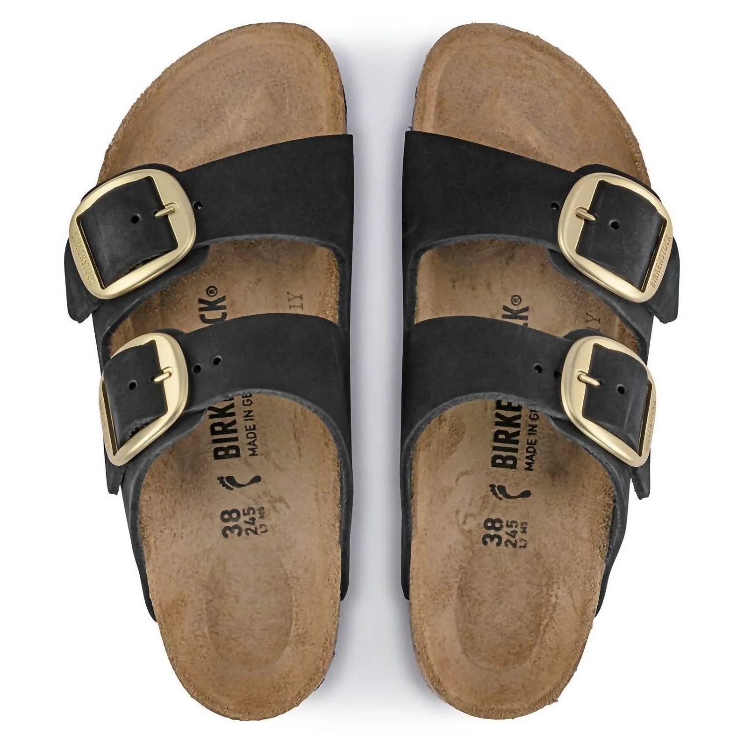 Sandales en cuir nubuck Arizona à grande boucle en noir