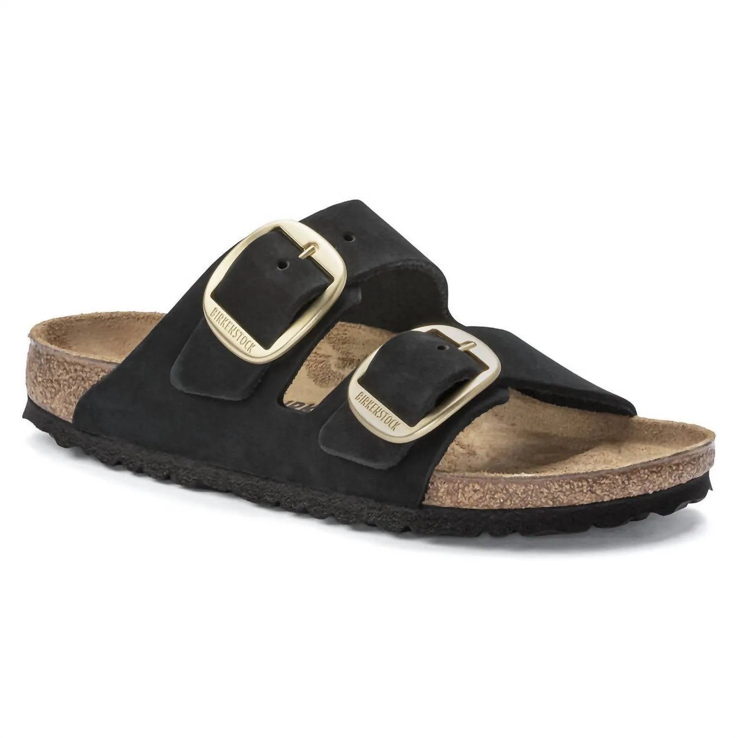 Sandales en cuir nubuck Arizona à grande boucle en noir