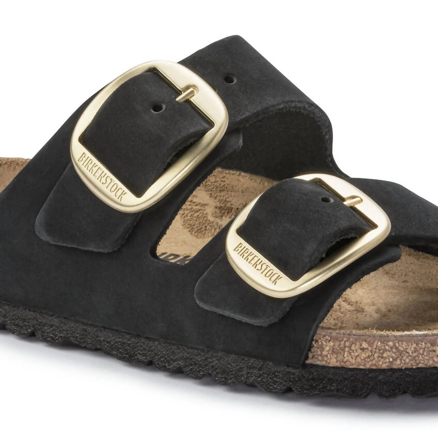 Sandales en cuir nubuck Arizona à grande boucle en noir