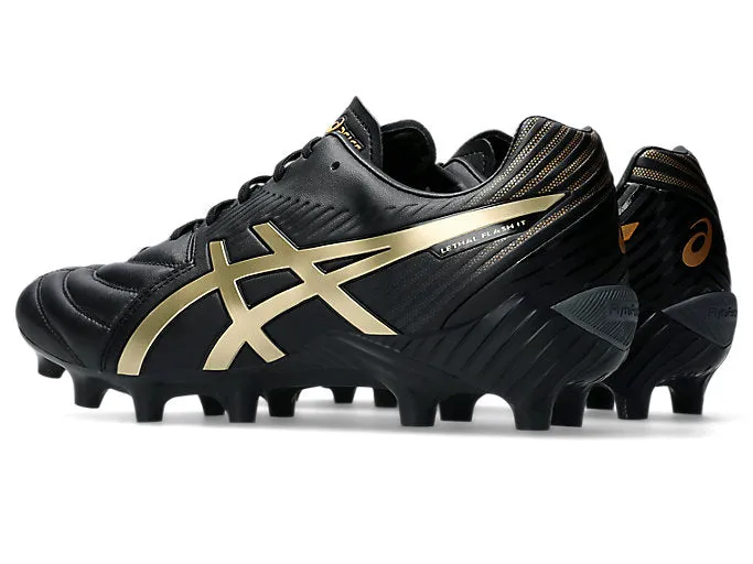 CHAUSSURES DE FOOTBALL ASICS LETHAL FLASH NOIR/OR POUR HOMME