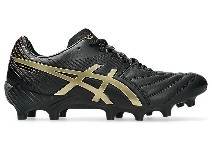 CHAUSSURES DE FOOTBALL ASICS LETHAL FLASH NOIR/OR POUR HOMME
