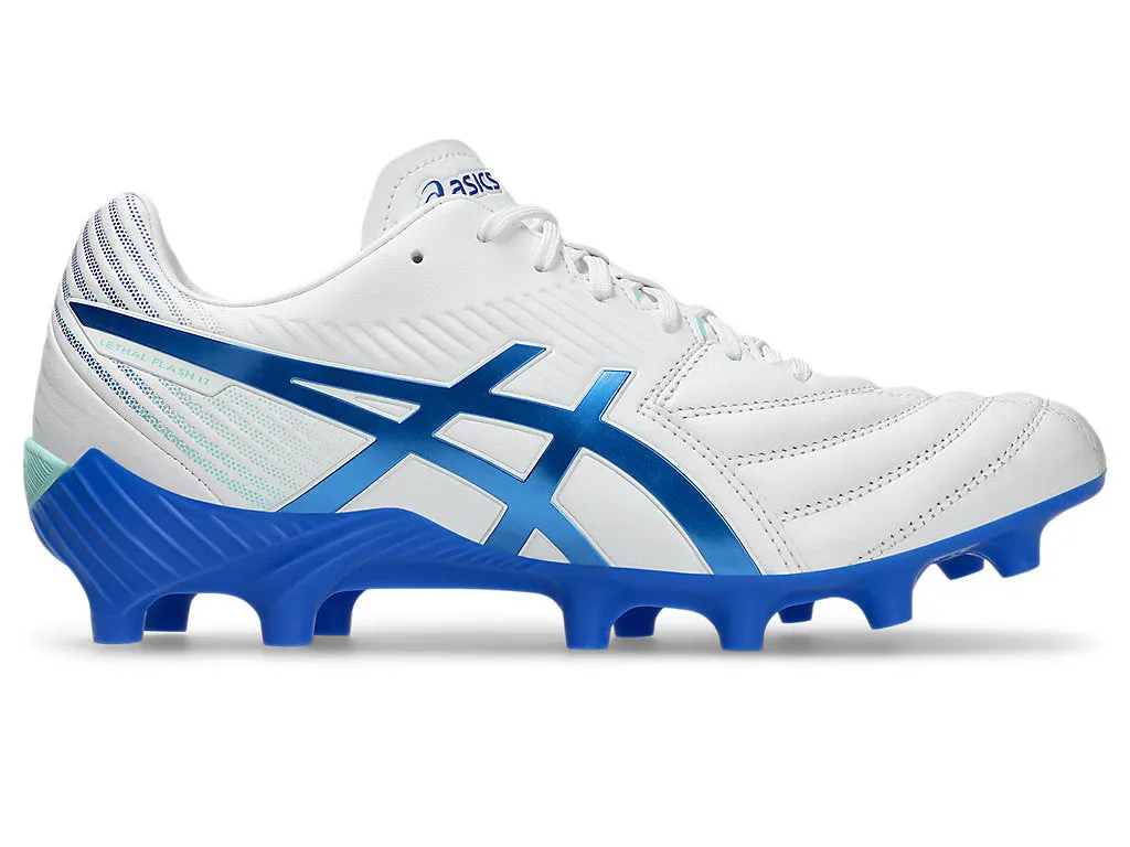 ASICS CHAUSSURES DE FOOTBALL LETHAL FLASH IT FF 3 POUR HOMMES BLANC/BLEU Shoes_Mens-Asics