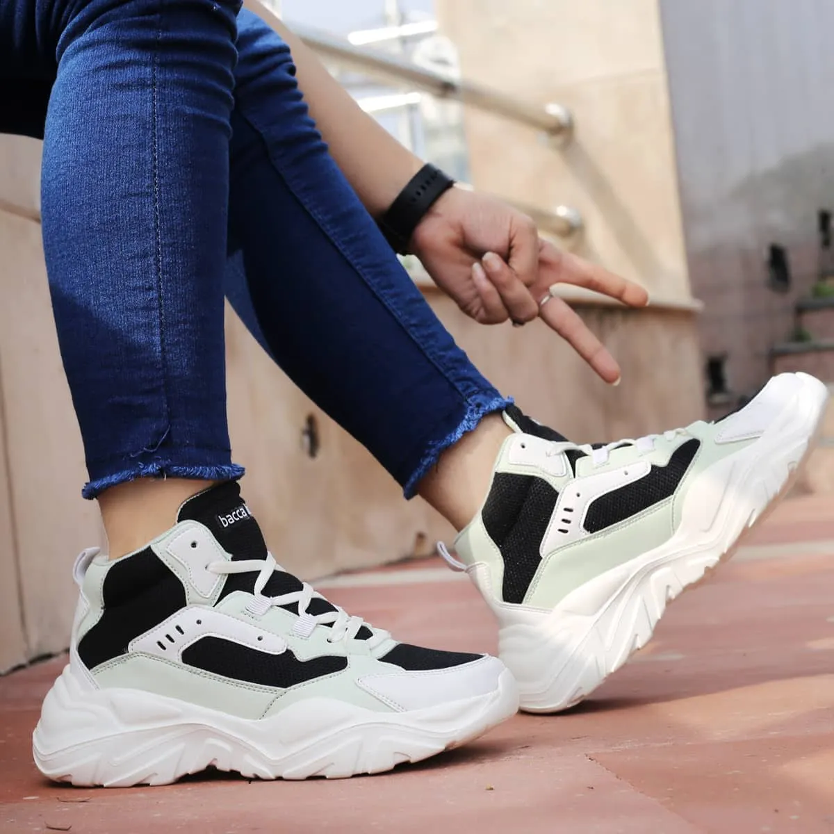Bacca Bucci NYRA Sneakers de mode à plateforme mi-haute pour femmes | Sneakers StreetWear volumineuses