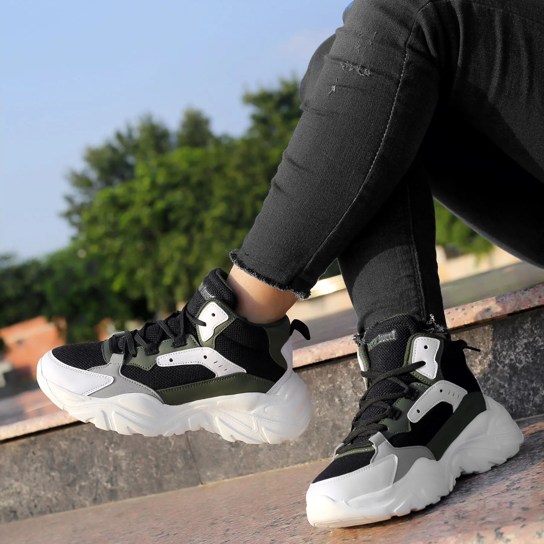 Bacca Bucci NYRA Sneakers de mode à plateforme mi-haute pour femmes | Sneakers StreetWear volumineuses