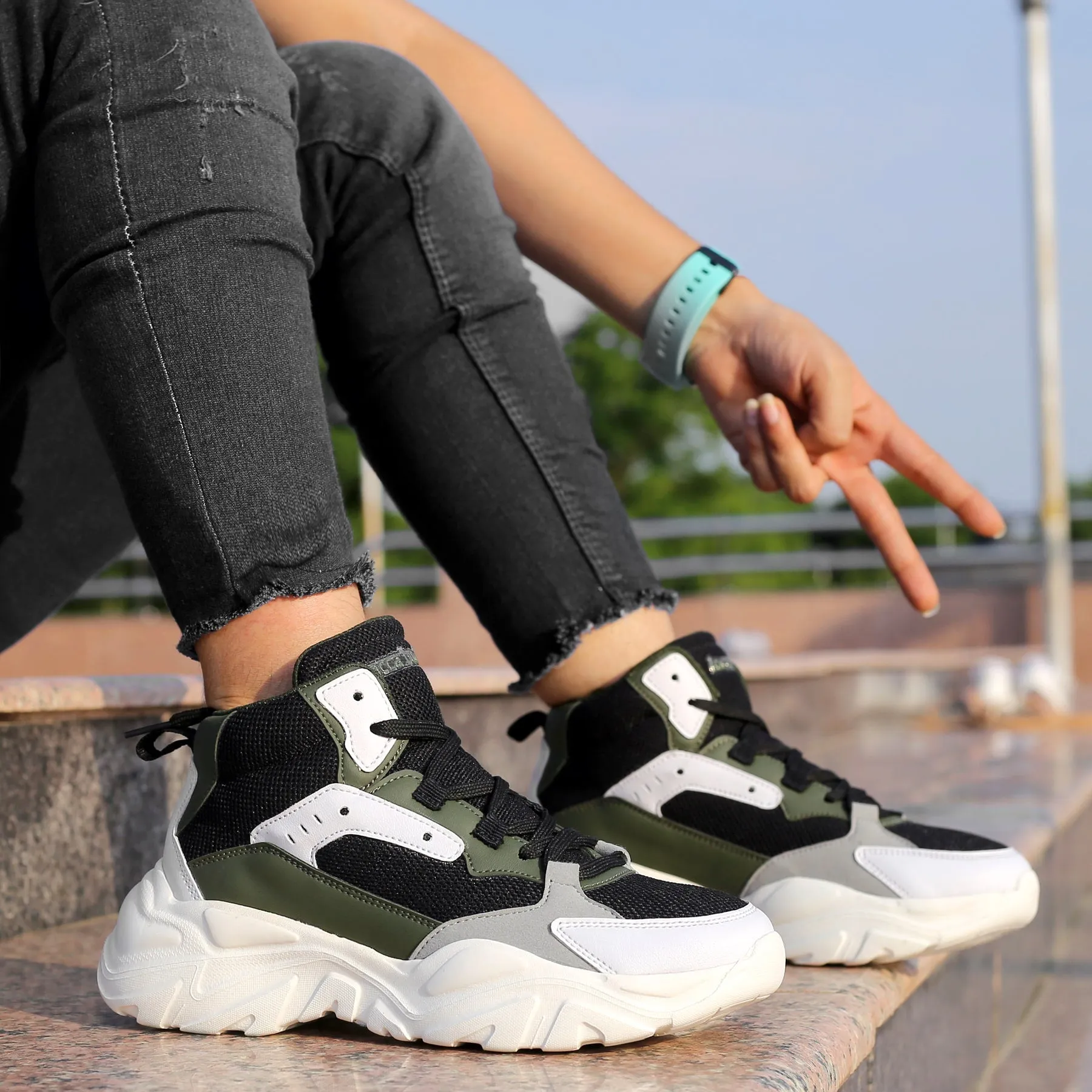 Bacca Bucci NYRA Sneakers de mode à plateforme mi-haute pour femmes | Sneakers StreetWear volumineuses