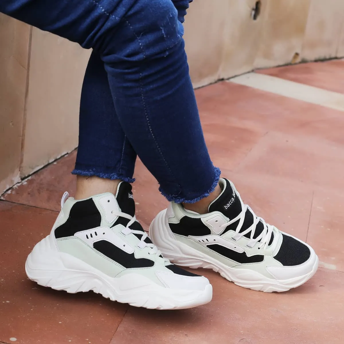 Bacca Bucci NYRA Sneakers de mode à plateforme mi-haute pour femmes | Sneakers StreetWear volumineuses