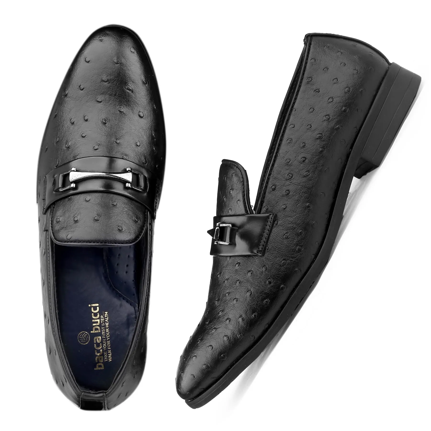 Bacca Bucci Mocassins Texturés en Autruche pour Fête | Chaussures de Mariage Formales à Enfiler
