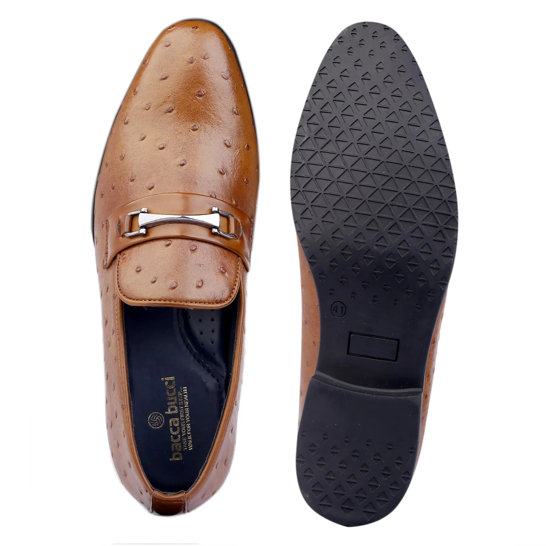 Bacca Bucci Mocassins Texturés en Autruche pour Fête | Chaussures de Mariage Formales à Enfiler