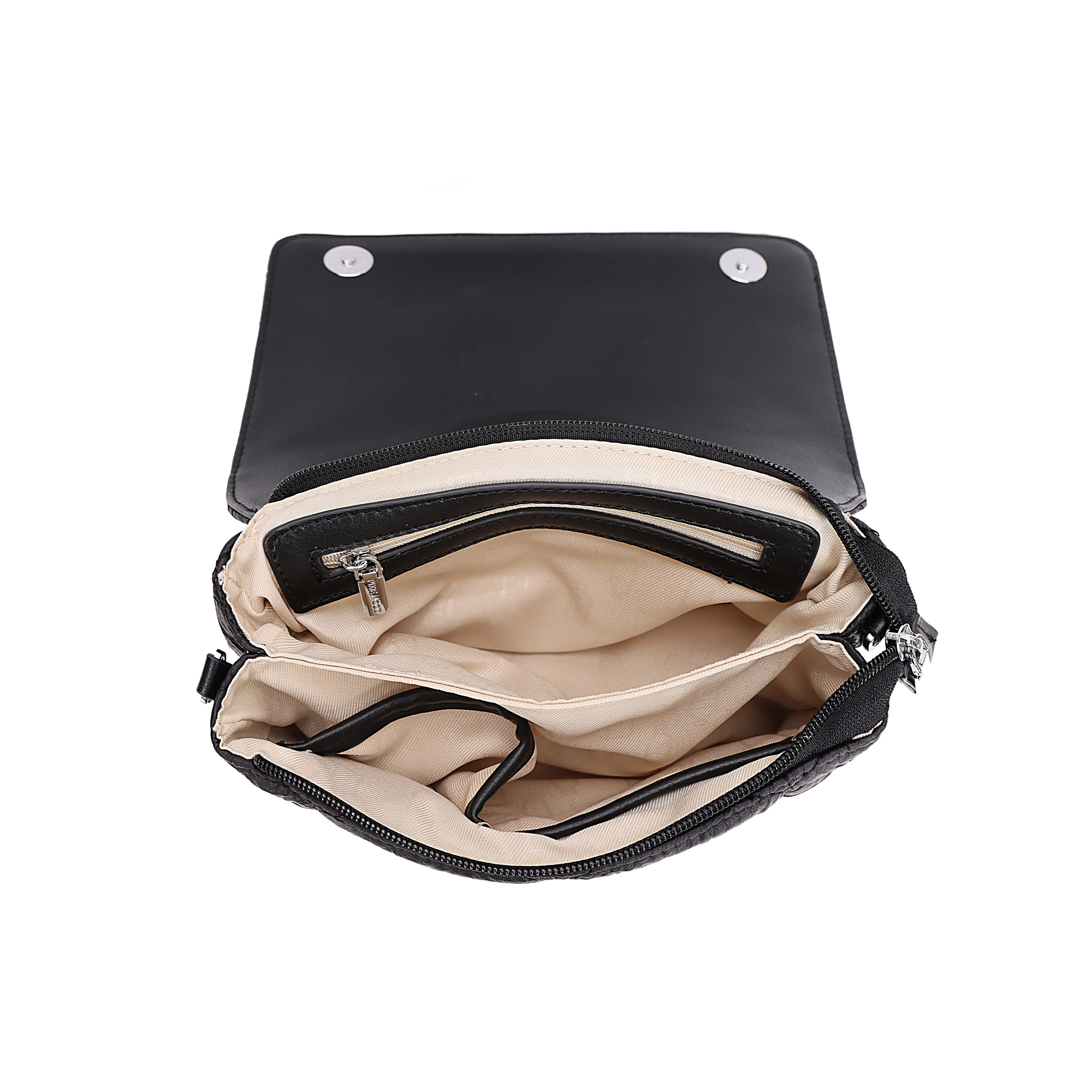 Sac bandoulière Pixie Mood pour femmes en jean Gianna - Matelassé noir