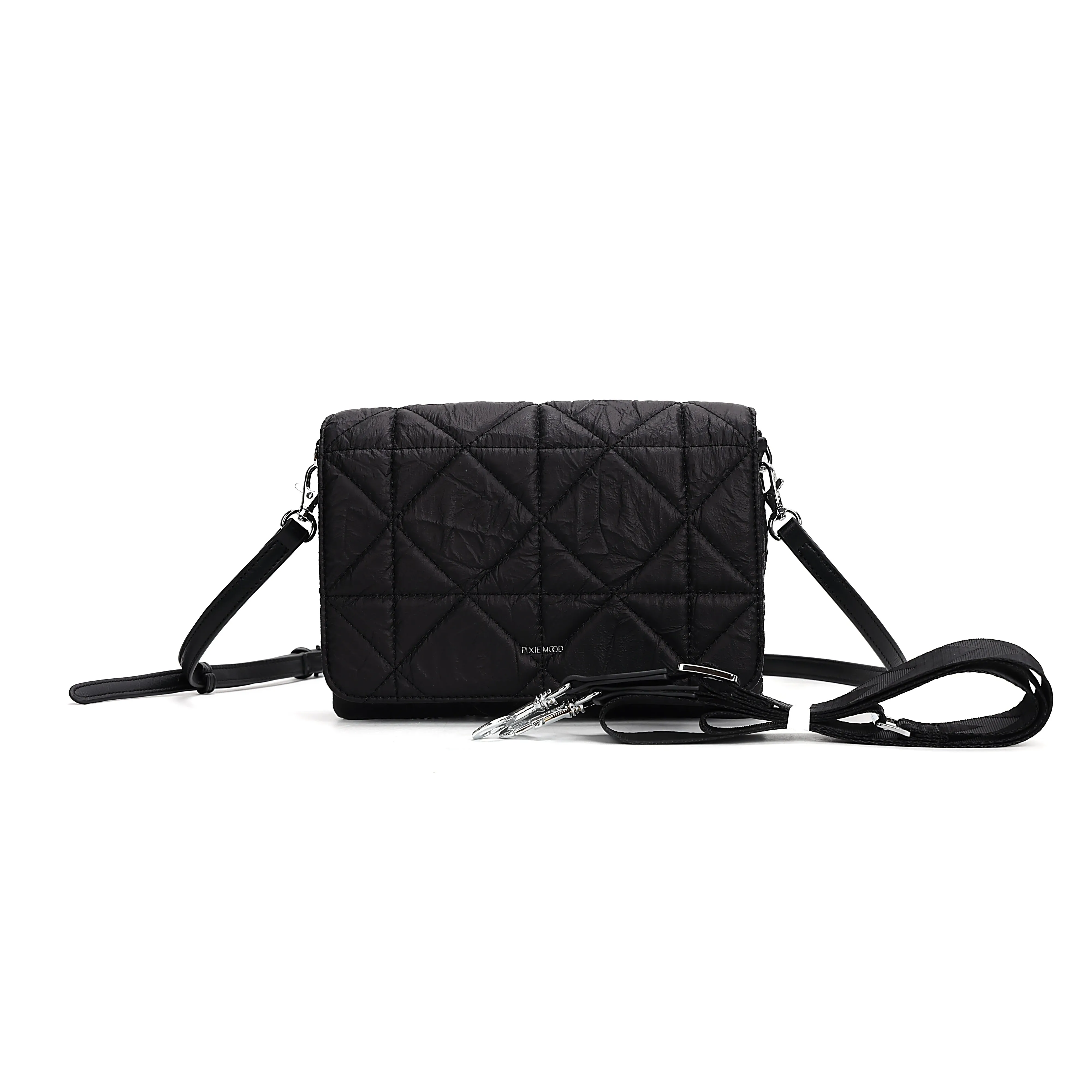 Sac bandoulière Pixie Mood pour femmes en jean Gianna - Matelassé noir